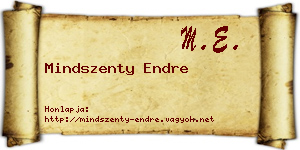Mindszenty Endre névjegykártya